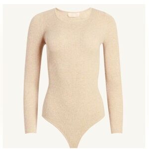 nuuds Beige Ribbed Sweater Bodysuit